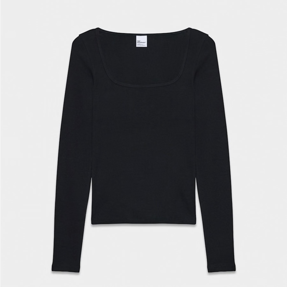 Aritzia HomeStretch Rib Squareneck Longsleeve Top in Black - Picture 7 of 11